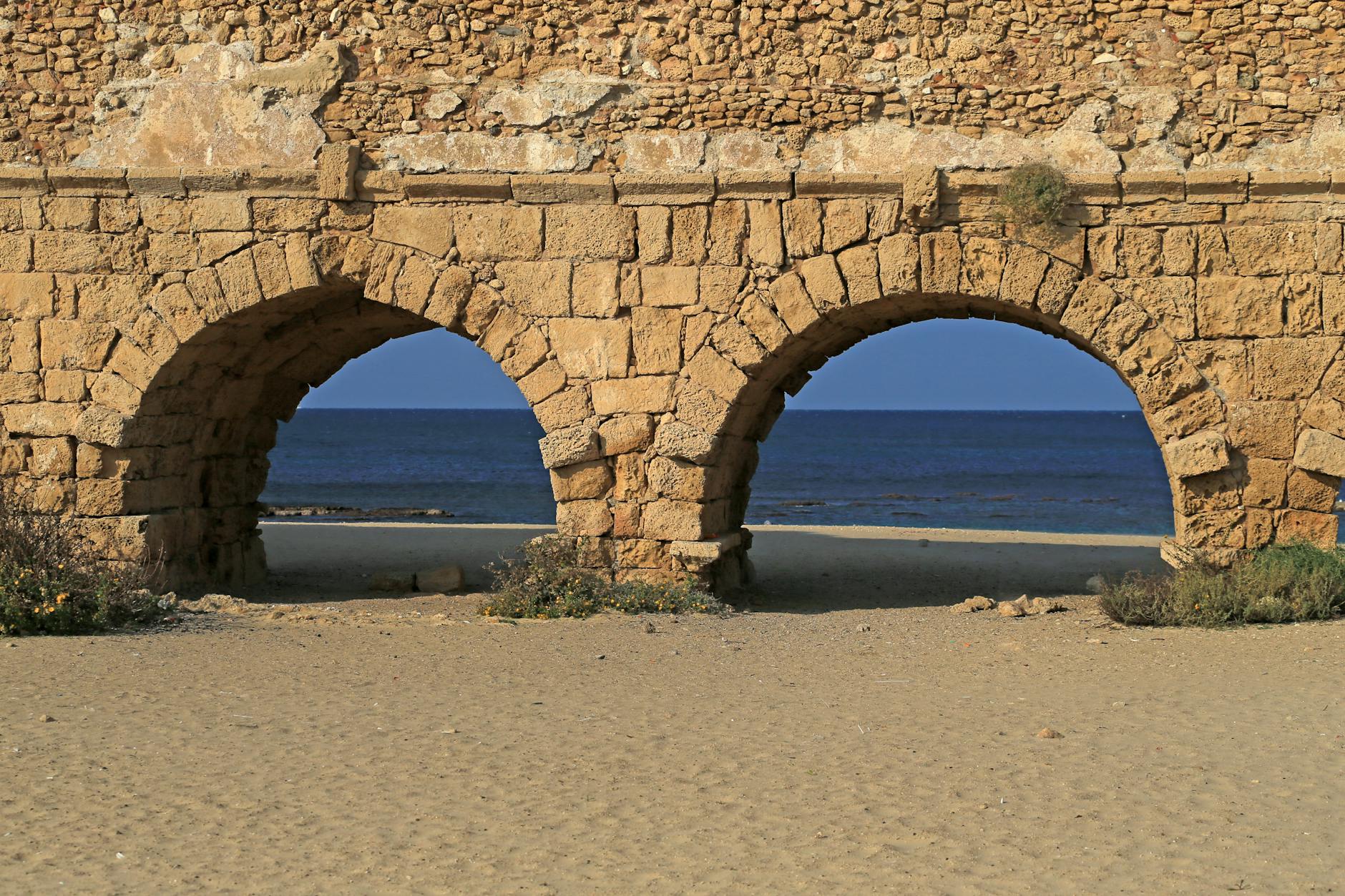 Ancient Roman aqueduct at Caesarea - day trip from Jerusalem
