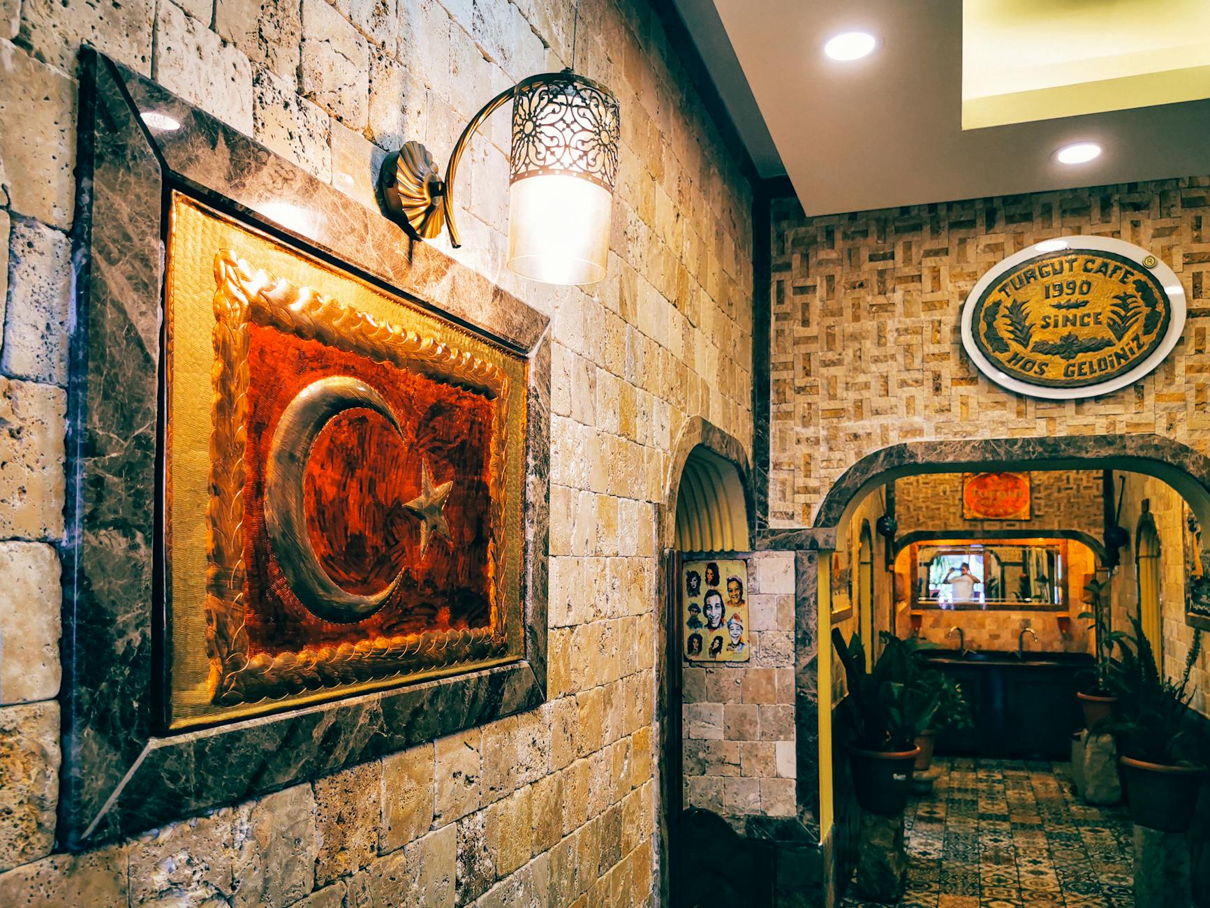 Old stone Jerusalem hummus restaurant with traditional decor