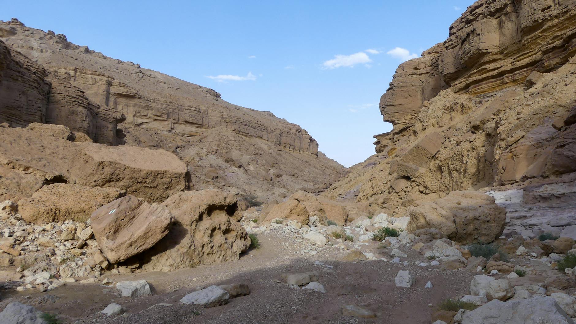 Dramatic desert canyon hiking near Jerusalem