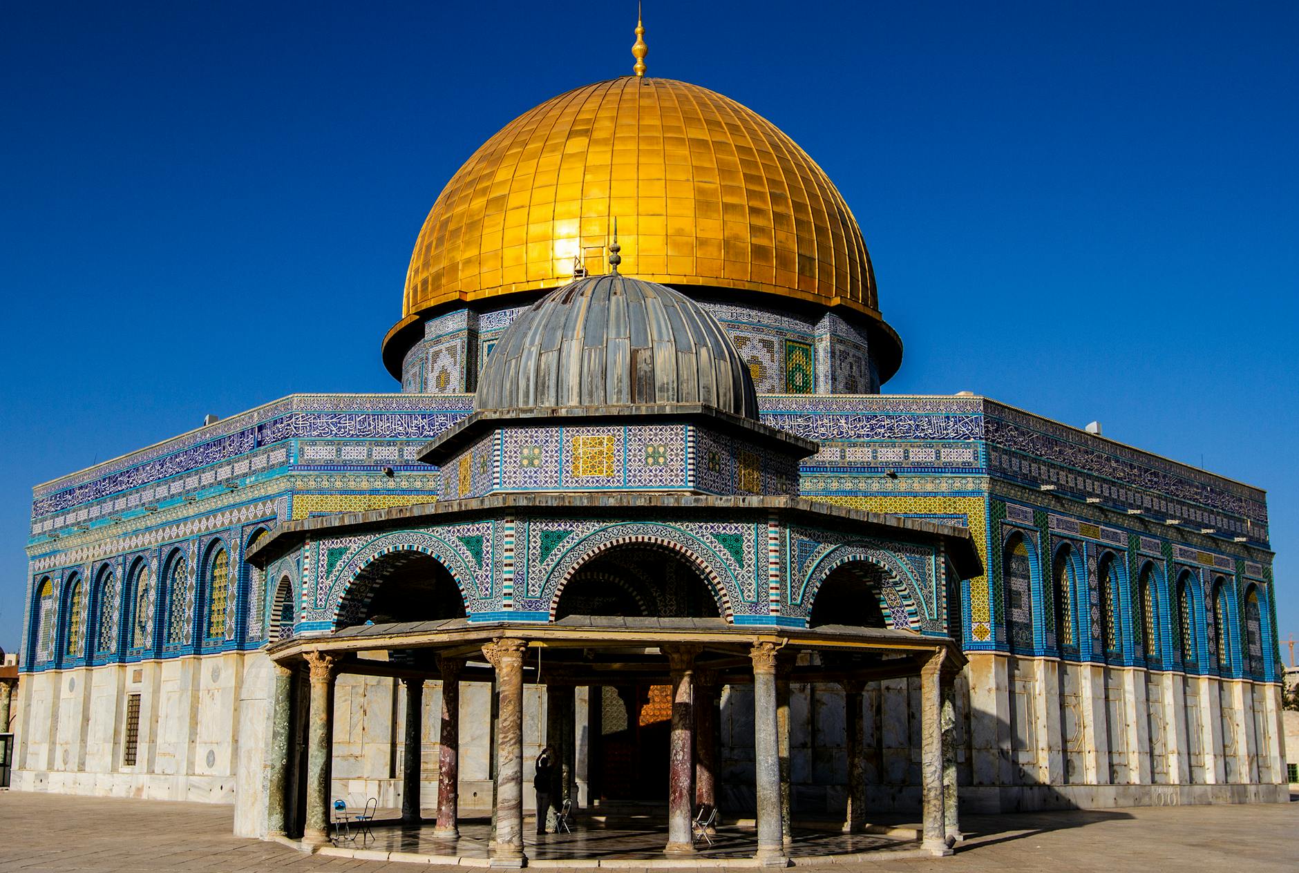 Al-Aqsa Mosque silver dome and surrounding plaza Temple Mount Jerusalem