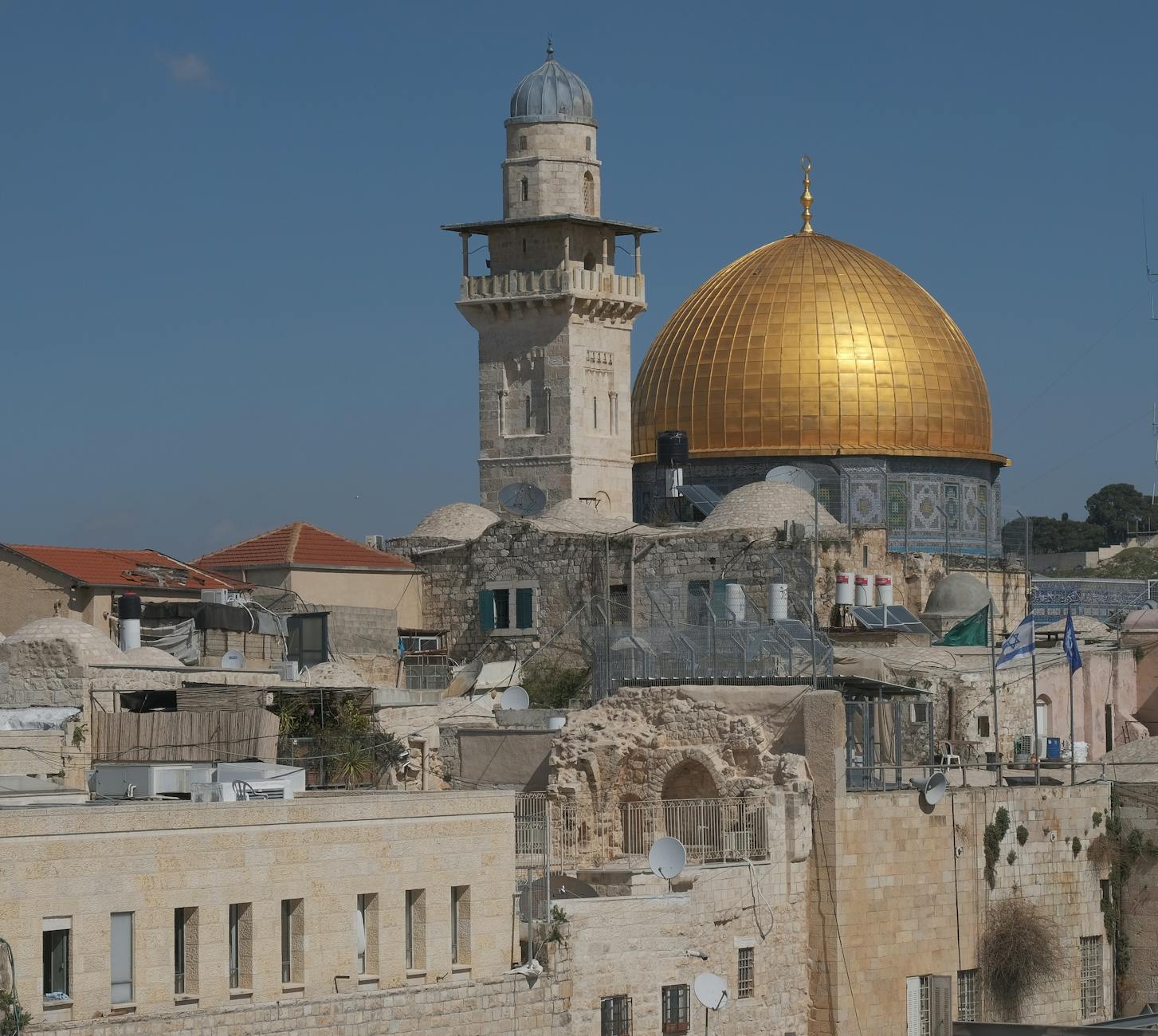 Jerusalem city skyline with various accommodation options for trip budget planning