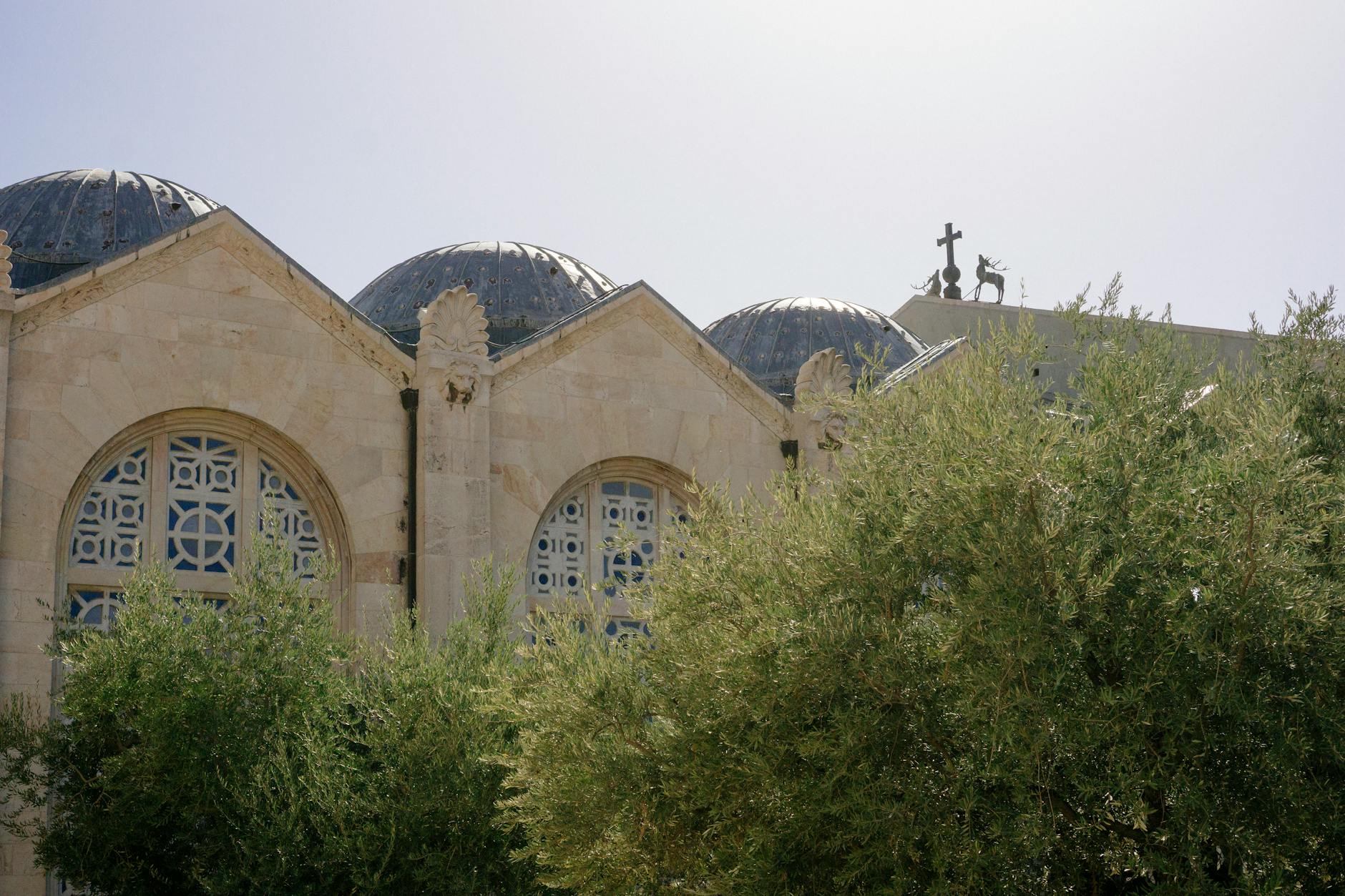 Christian Quarter Jerusalem stone alleys with Church dome