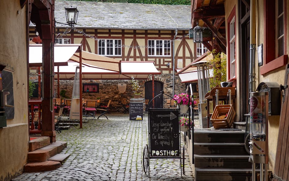 Cafe outdoor seating quaint village street