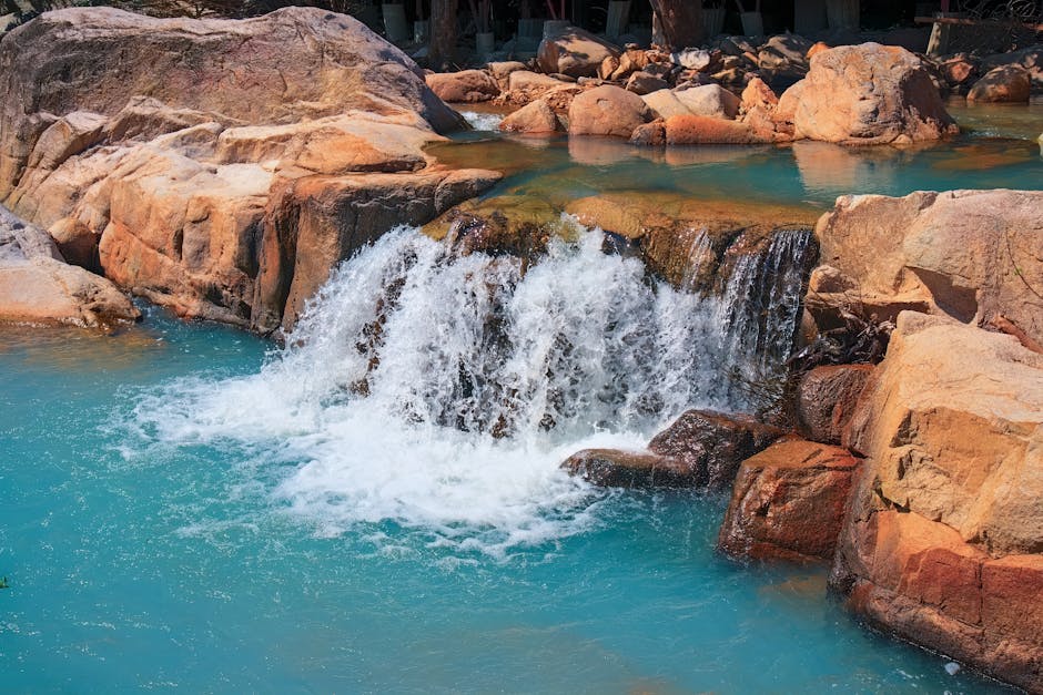 Spring pool with children swimming in Jerusalem area