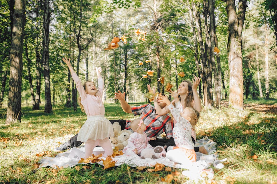 Family picnic with children in Jerusalem forest