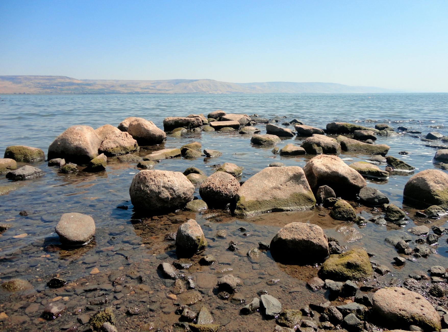 Sea of Galilee from Mount of Beatitudes with peaceful landscape