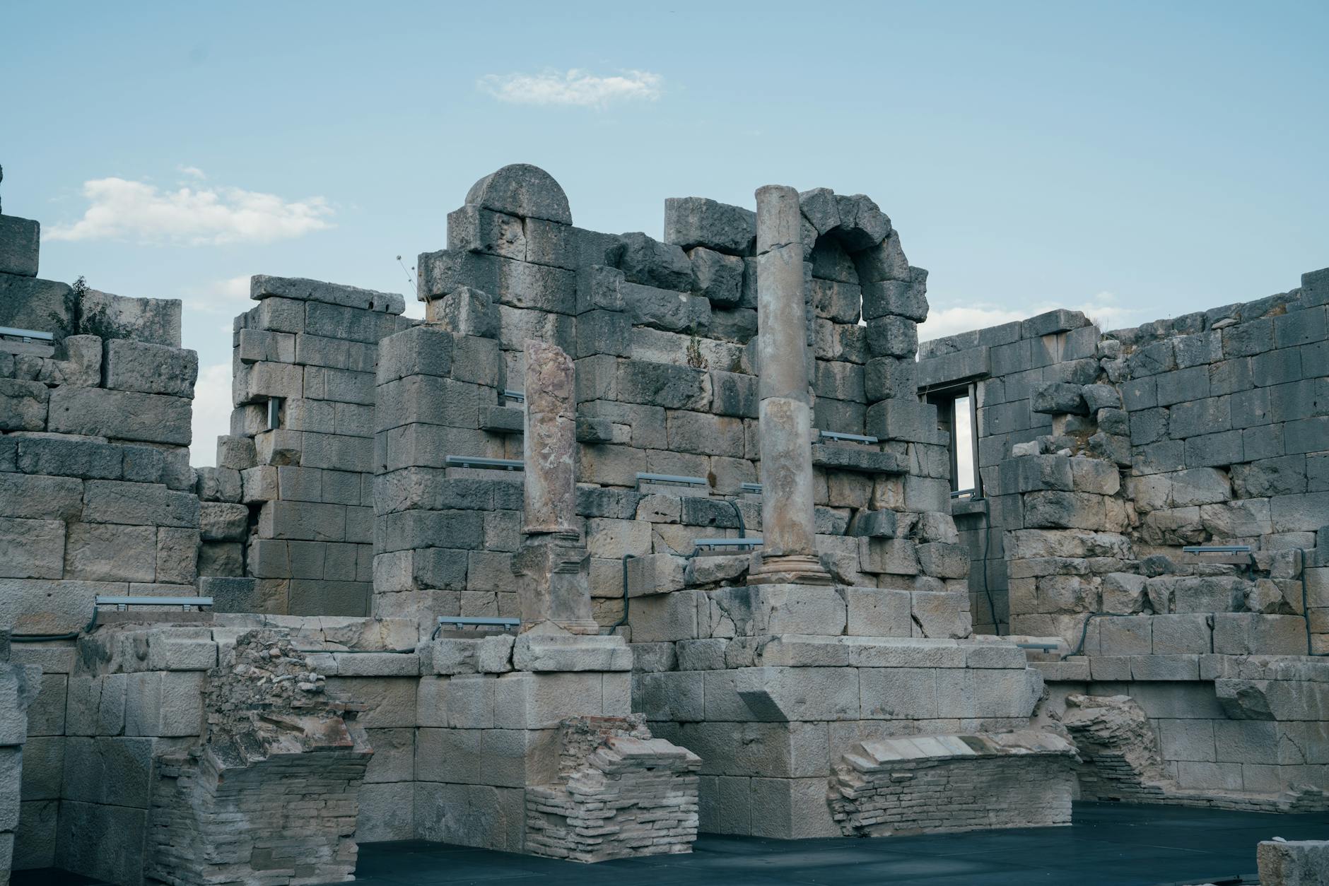 Capernaum ancient synagogue ruins by Sea of Galilee