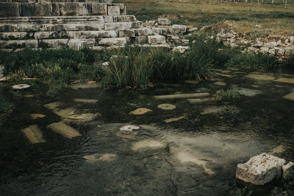 Underground water pool ancient stone archaeology