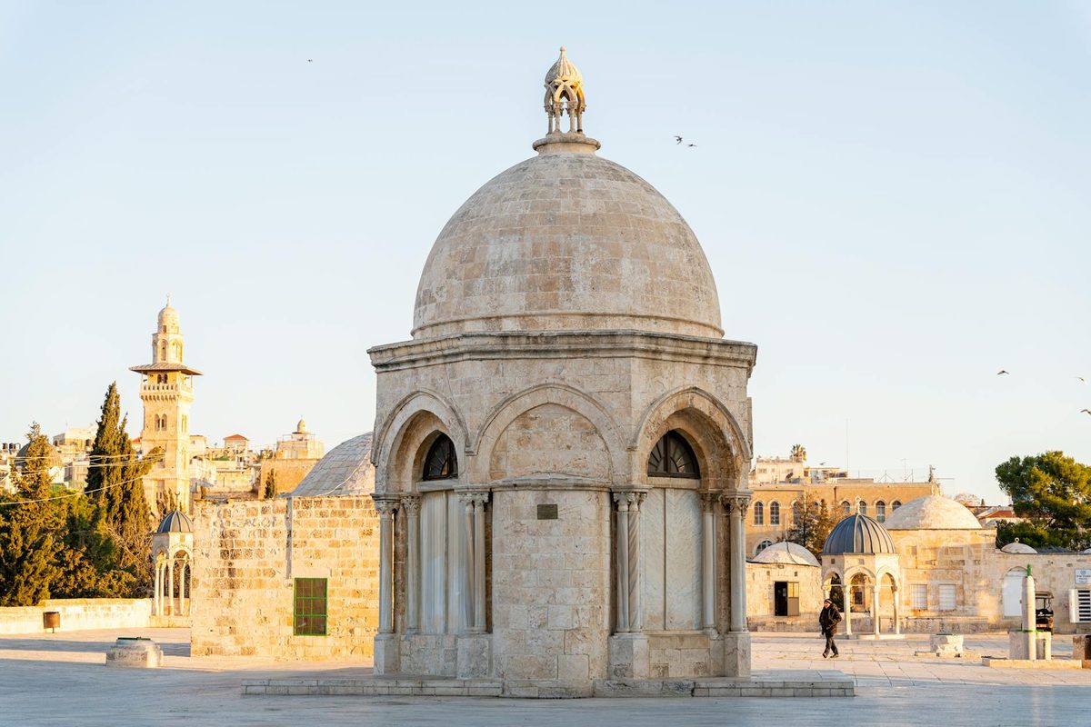 Guided walking tour group in the alleys of Jerusalem's Old City