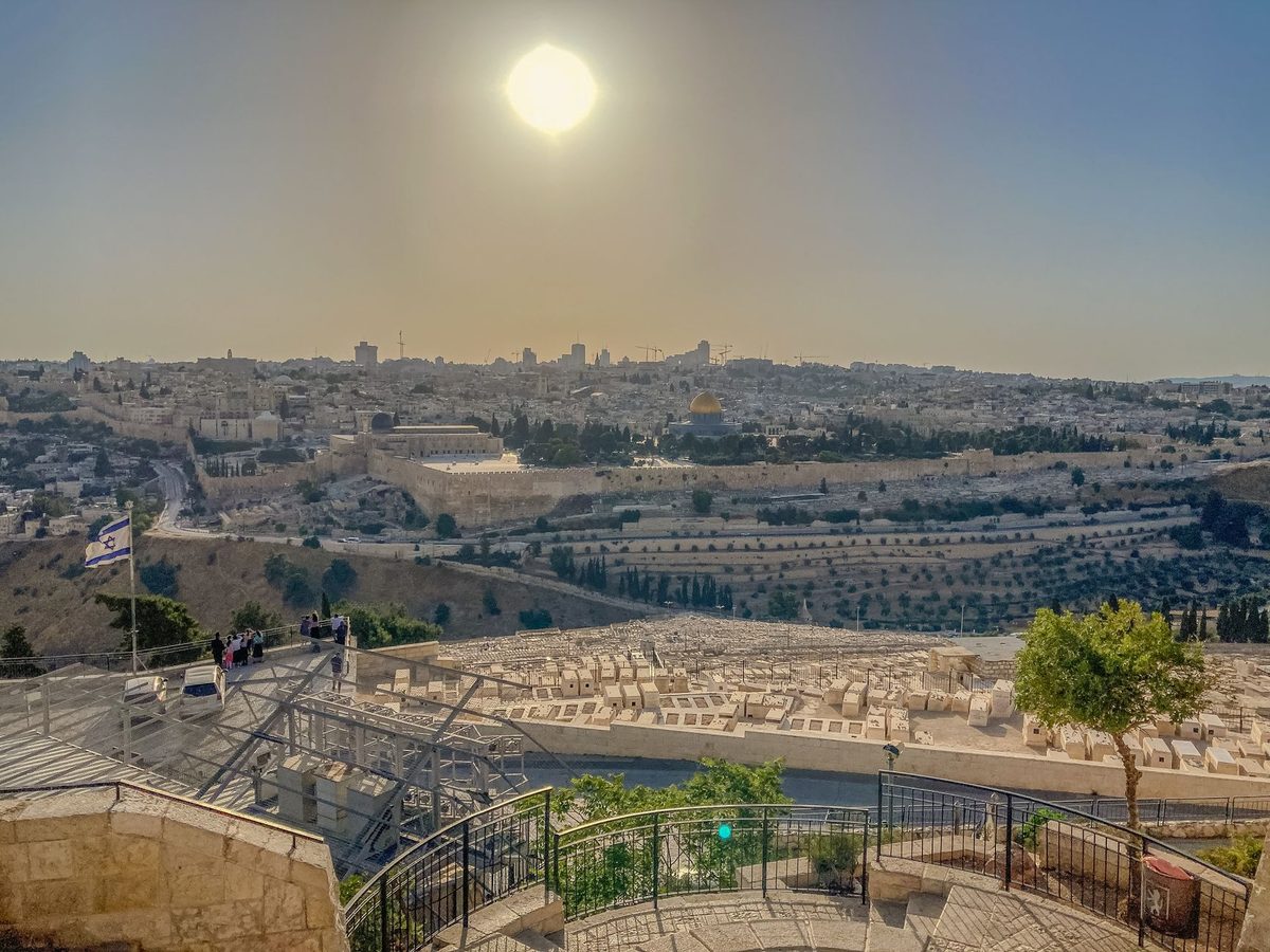 Golden sunset over the Jerusalem skyline, a romantic view from the Haas Promenade
